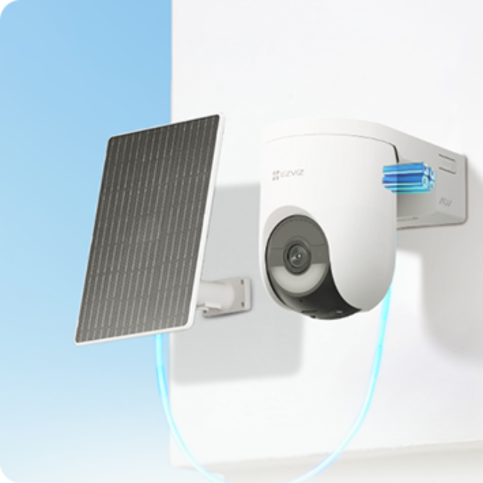 KIT CAMARA DE SEGURIDAD CON BATERIA 4G+WIFI DUAL HB8 LITE 2K CON PANEL SOLAR 5W EZVIZ