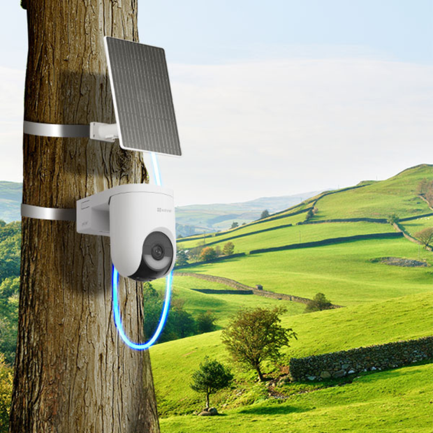 KIT CAMARA DE SEGURIDAD CON BATERIA 4G+WIFI DUAL HB8 LITE 2K CON PANEL SOLAR 5W EZVIZ