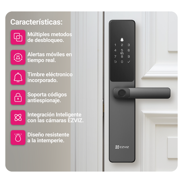 Cerradura Inteligente Ezviz DL05 Wifi Huella Dactilar Pin y Teclado Táctil