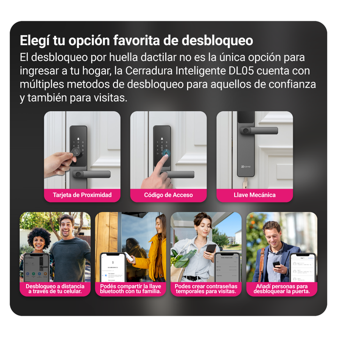 Cerradura Inteligente Ezviz DL05 Wifi Huella Dactilar Pin y Teclado Táctil