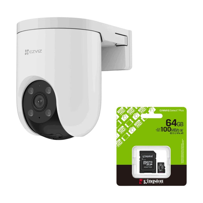 Kit Cámara Exterior Ezviz H8C Pro 3K Giratoria + Micro SD 64GB